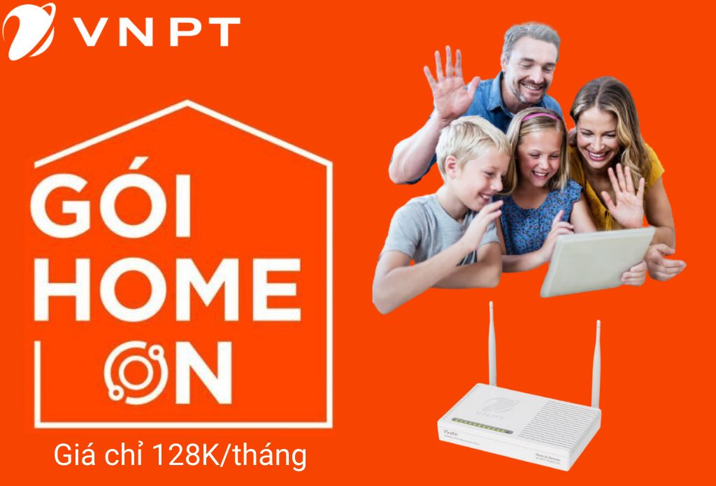 Gói cước Internet Home On VNPT giá chỉ 128K/tháng